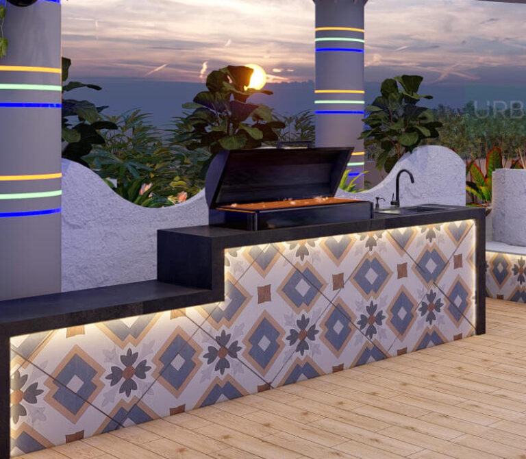 Bar counter with moroccan tiles