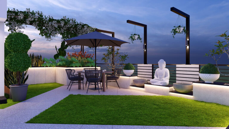 terrace garden with seating