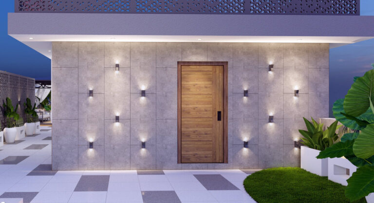 wall design with lights